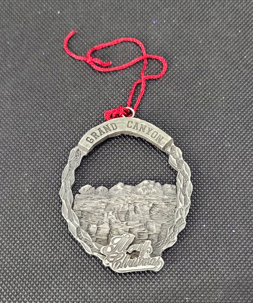 Grand Canyon Arizona Merry Christmas Metal Hanging Ornament w/ Red String